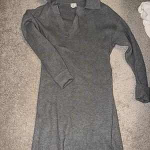 Gray Ribbed Knit Dress